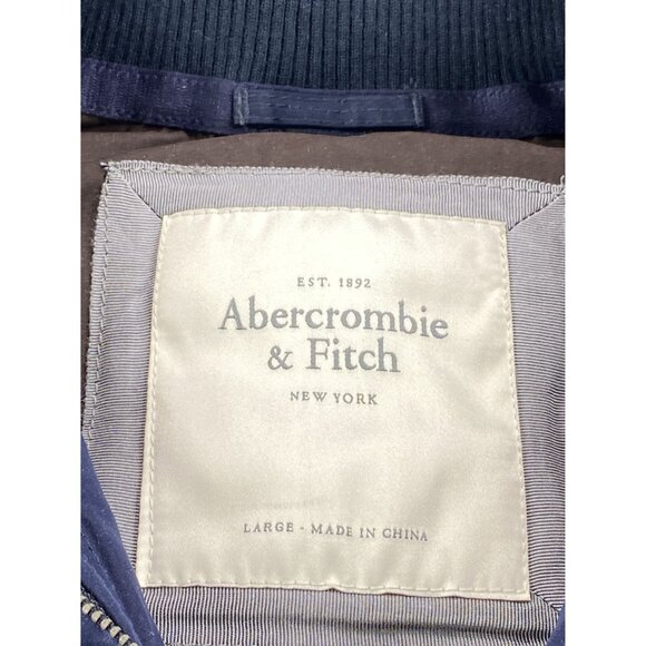 Abercrombie & Fitch Puffer Vest Hood Womens Large Navy Blue - Picture 3 of 9